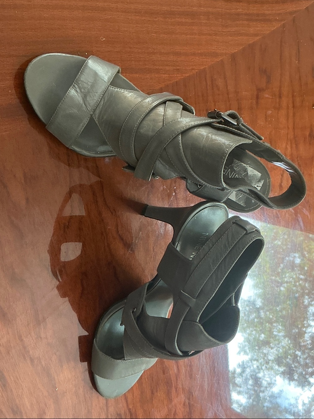 Nine West Olive Green Strappy High Heel Sandals